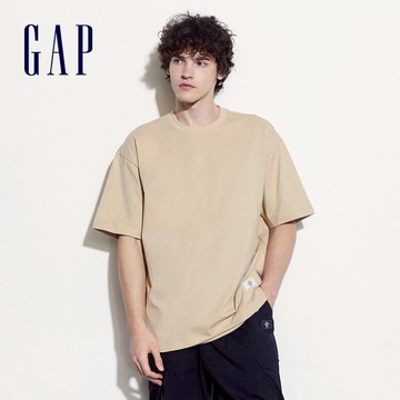 Gap 男裝 Logo純棉圓領短袖T恤-卡其色(463259)