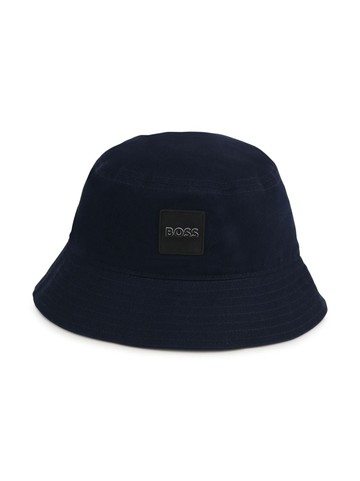 BOSS Kidswear - logo-appliqué cotton bucket hat - kids - Cotton/Cotton - 54 - Blue
