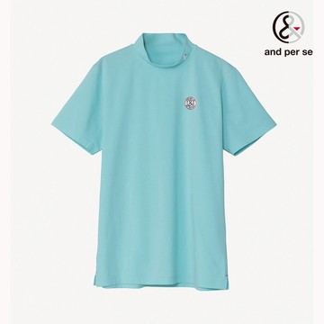 【and per se】男款淺藍色彈性吸汗UV防護環保設計舒適立領短棉 DGV20305