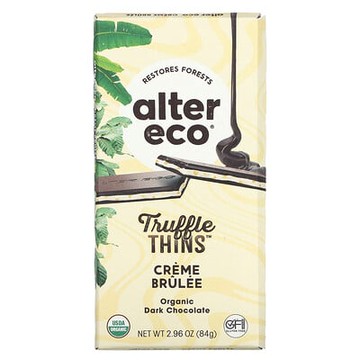 Alter Eco, Truffle Thins，有機黑巧克力棒，法式焦糖布丁味，2.96 盎司（84 克）