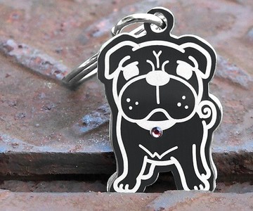 【巴哥犬】『狗狗形狀』專屬-客製名牌（6色鑽）◆可愛x防走失◆