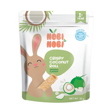 Aprimax代理-育兒好物 泰國【Nobi Nobi】娜比 脆脆椰香捲-原味(35g) 濃郁的海島南洋風味 寶寶米餅/寶寶點心