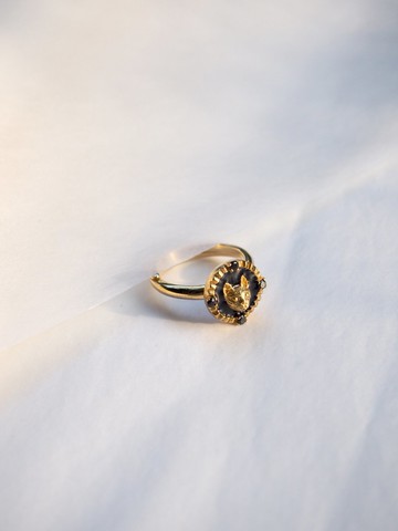 貓臉圓弧戒指，純銀，貓咪戒指，銀質貓戒。