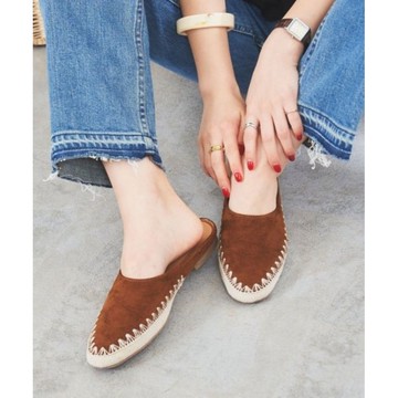 (多款 選2件1212元 ) 日本 coen 麂皮觸感 刺繡  穆勒鞋 M 23.5cm 24.5cm ¥3960