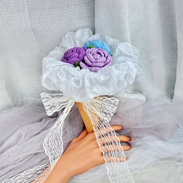【客製化】手鉤玫瑰棒花  結婚 生日 花束 畢業 情人節 CRF-042