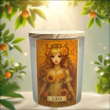 獅子座 香氛燭杯 亮采花香 韓系插畫風格 展現自信魅力高質感禮贈