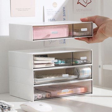 臺灣嚴選桌麵收納盒化妝品多層收納盒學生大容量儲物櫃手賬貼紙盒子九宮格
