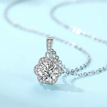 現貨+預購 莫桑石項鍊925純銀-心花怒放D色一克拉女飾品74gk46【獨家進口】【米蘭精品】