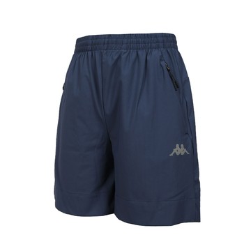 kappa 女針織涼感短褲-冰感 抗uv 慢跑 路跑 5分褲 靛藍銀