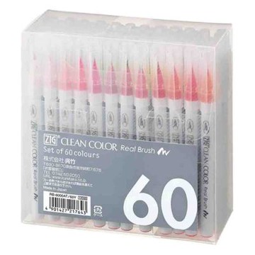 【Kuretake 吳竹】Kuretake 日本吳竹 ZIG 彩繪毛筆 60色 /組 RB-6000AT-60V-JP