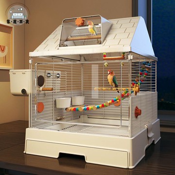 臺灣公司 免運 鳥籠 寵物籠 鸚鵡籠 籠子 鳥籠子豪華別墅家養鸚鵡專用新型防濺玄鳳虎皮牡丹小太陽家用大號工廠現貨直銷 全館九折 售後保障 店長新品推薦 5m107