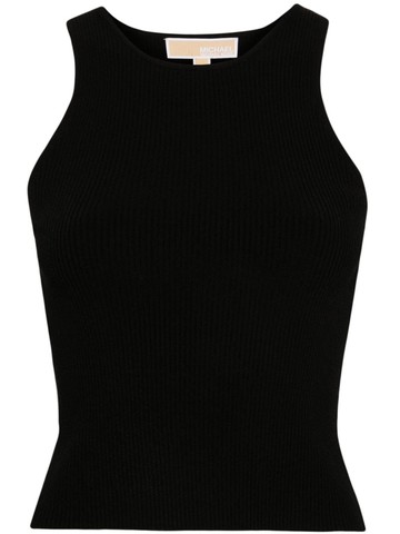 Michael Michael Kors - ribbed cropped tank top - women - Recycled Viscose/Polyester/Nylon/Spandex/Elastane - XS - Black