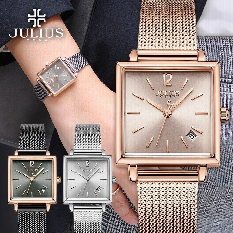 腕時計 レディース 時計 防水 ウォッチ おしゃれ シンプル 代 30代 40代 50代 スクエア型 カレンダー Julius プレゼント クリスマス ギフト 四角 通販 Lineポイント最大0 5 Get Lineショッピング