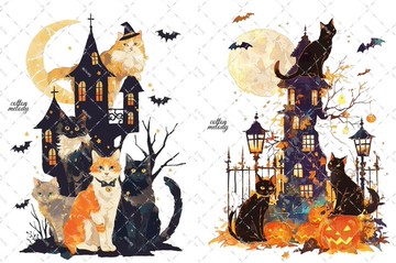 【萬聖節裝飾2】 萬聖節 / 10種圖案各2張共20張 / cotton melody / 裝飾貼紙 / 人物貼紙【動物系列】