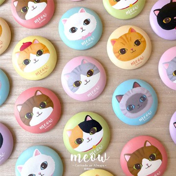 Meow 圓形PU軟綿綿貓貓胸針