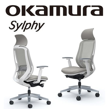 【日本OKAMURA】Sylphy 人體工學概念椅(白框)(淺灰色)(腰靠)