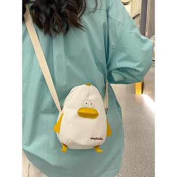 夏天手機包日系帆布斜挎包小清新女生迷你卡通小雞單肩包萌
