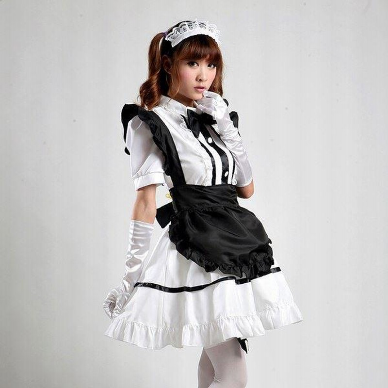 メイドカフェ　メイド服　ロング　コスプレ コスプレ メイド服 ロング丈 メイド 3点セット ハロウィン仮装