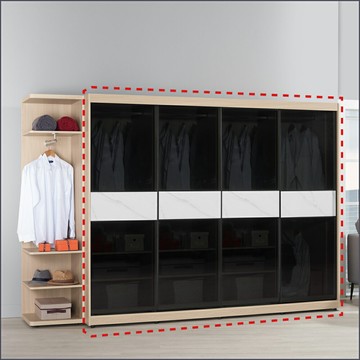 8尺鋁框推門衣櫥黑玻璃 收納衣櫃 滑門衣櫥 【149B120011】Leader傢居館149-A209+A209+A209+A211