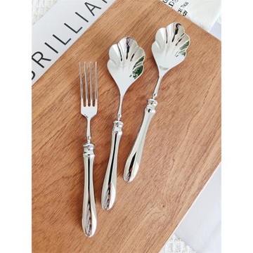 VE 18-10不銹鋼甜點勺叉貝殼勺更甜品蛋糕叉子水果叉冰激凌酸奶勺