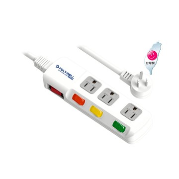 POLYWELL 電源延長線 3插 4插 6插 插座延長線 台灣製造MIT 過載保護 自動斷電