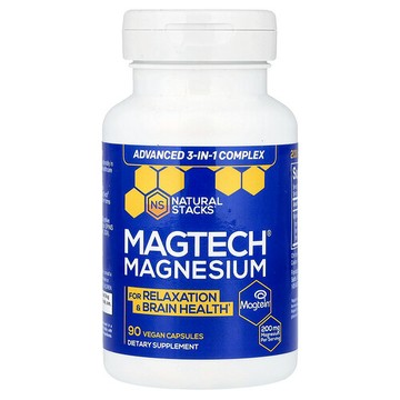 Natural Stacks, MagTech®，鎂，90 粒全素膠囊（每粒膠囊 66.6 毫克）