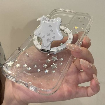 🥇隔日達出💎簡約閃粉銀星星360磁吸支架適用MagSafe手機磁吸吸附桌面懶人支架