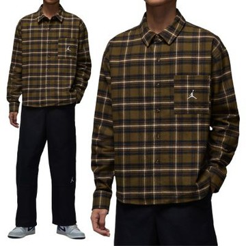 Nike AS M J BRK Flannel GFX LS 男款 棕色 休閒 襯衫 法蘭絨 長袖 IF1858-265