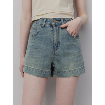 EGGKA復古通勤休閑高腰牛仔短褲