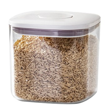 寵物密封儲糧桶 大口徑方形款 1L 防潮  透明色/白色  1個
