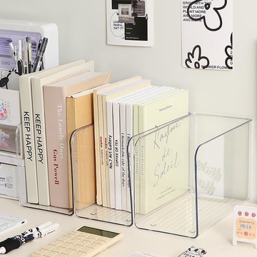 隔日到貨🔥書架 透明亞克力書架 桌面收納 無印透明壓克力書擋 壓克力書擋 桌面書立架 透明書立 書本整理 辦公室置物架