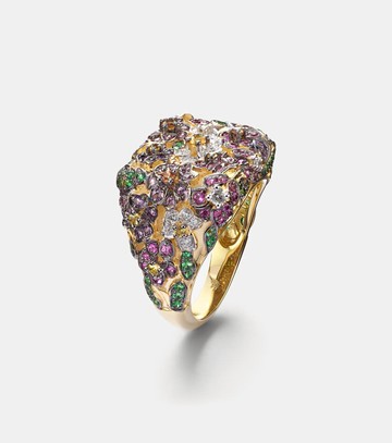 Yvonne Léon Jolie Fleur 9kt gold ring with gemstones