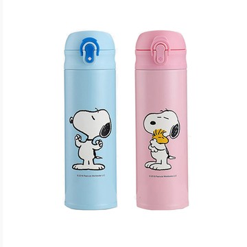 SNOOPY 【優廚寶】316不銹鋼480ml保溫瓶/外出便攜/防漏/彈扣直飲水壺