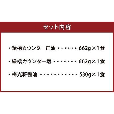 ふるさと納税 旭川ラーメン　緑橋カウンター（しょうゆ・しお）・梅光軒（しょうゆ）　３食セット（冷凍ラーメン） 北海道旭川市