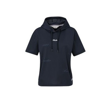 FILA 女短袖連帽T恤-藏青 5TEA-1720-NV