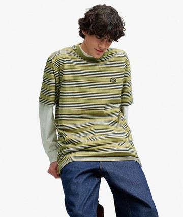 Superdry Men's Oversized Stripe T-shirt Green Size: S