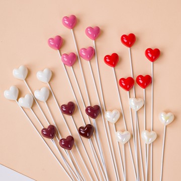 愛心 5入插牌 立體亮面 愛心插件 蛋糕裝飾 生日 慶生 母親節 情人節