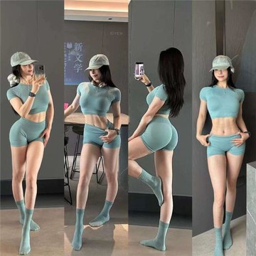 巨顯臀運動短褲蜜桃臀三分褲中腰高彈提臀褲針織訓練瑜伽健身褲夏