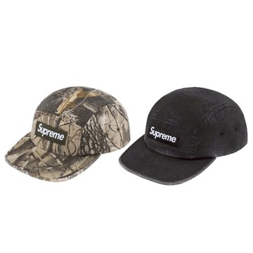 Supreme 25SS Washed Chino Twill Camp Cap Box Logo 老帽 五分割帽 皮革扣 落葉紋/黑
