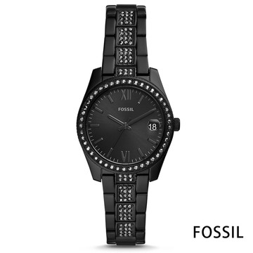 FOSSIL IT’S BLACK 極黑現代感黑水鑽腕錶(ES4508)-黑/33mm