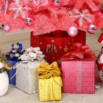 圣誕節禮盒圣誕樹底部擺設用品金銀紅藍4色大中小三個型號