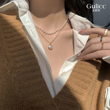 Gulicc 雅典娜 雙層 珍珠 鎖骨鍊(七夕情人節 飾品 項鍊 頸鍊 珍珠 鎖骨鍊 生日禮物 )
