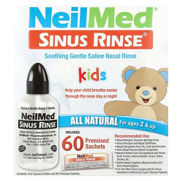 NeilMed, 兒童，鼻竇衝洗®，2 歲以上，1 個擠壓瓶，60 個預混包