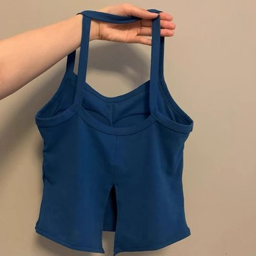 【台灣出貨⭐甜辣背心】夏季新款 免穿bra 顯白韓系 美背掛脖 吊帶高級 藍色吊帶新款 美背辣妹上衣