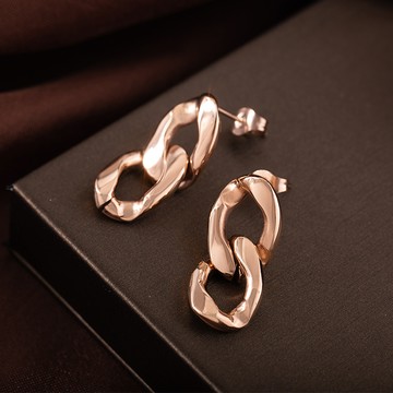 [鈦鋼]MARIGOLD完美出擊雙圈扣連耳環【KMD462】-玫瑰金