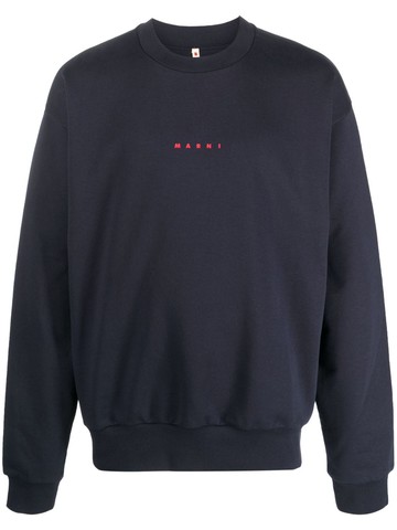 Marni - logo-print cotton sweatshirt - men - Cotton - 52 - Blue