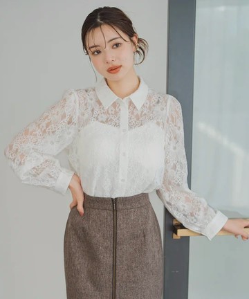 典雅透膚蕾絲上衣(MM538104)