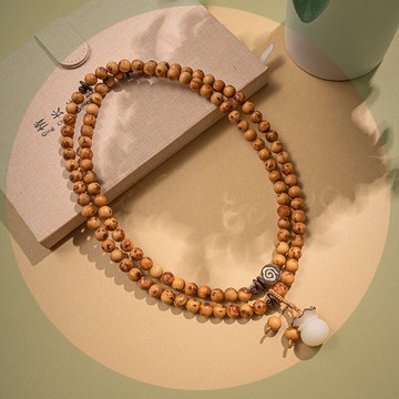 天然太行崖柏木108顆佛珠念珠項鏈p218陳化星月南瓜8mm男士女手串