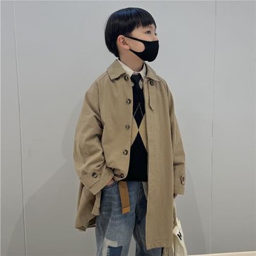 男童風衣外套春秋裝2025新款兒童棉中長款中大童春秋韓版男孩潮衣