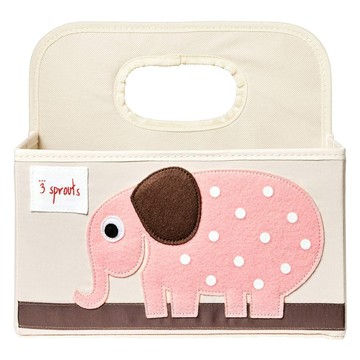 3 sprouts 大象雙面手提籃 可雙面收納  29 x 26 x 24cm  粉色大象  1個